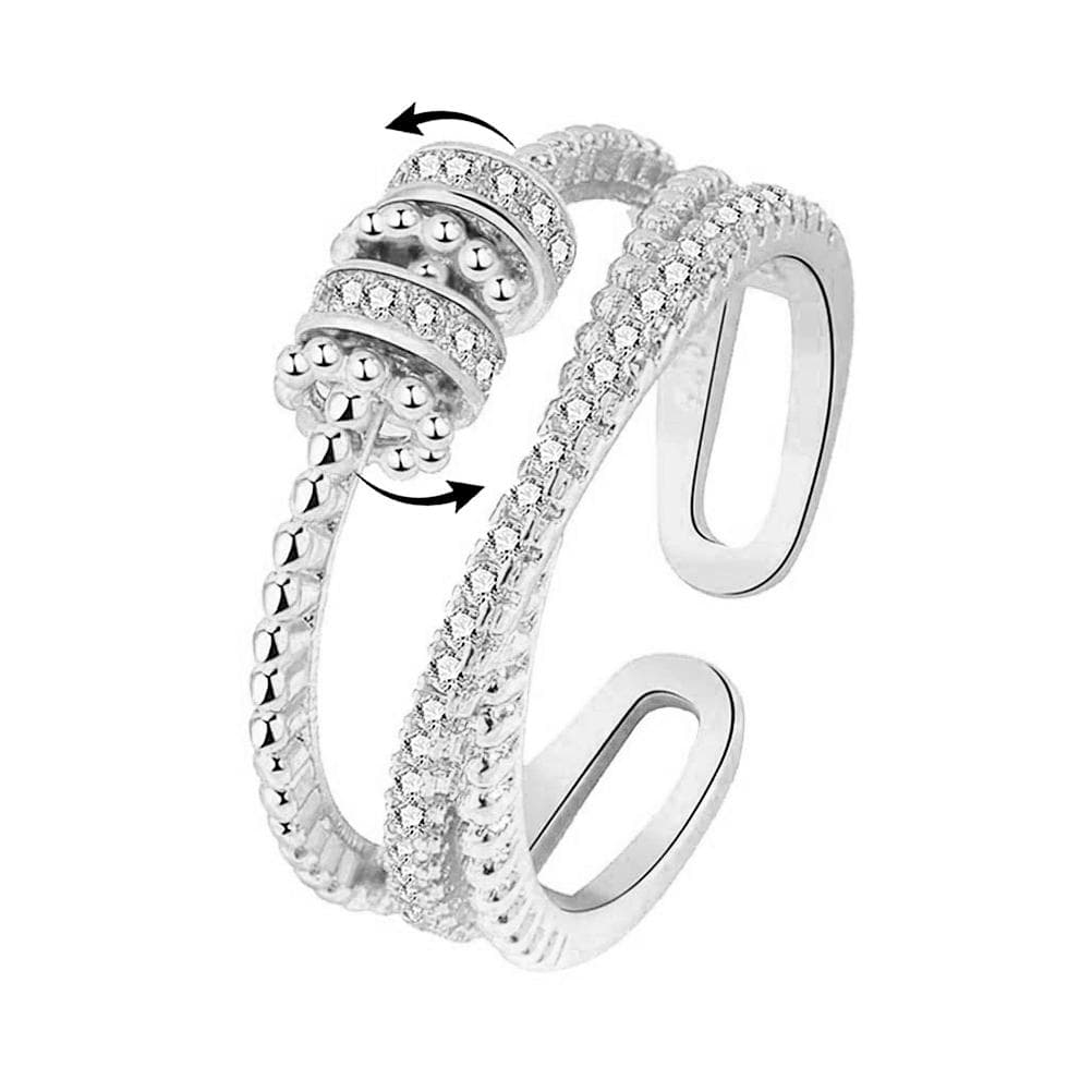 To My Daughter Finger Ring Anxiety Ring for Women Rotating Ring with Beads Adjustable Open Ring