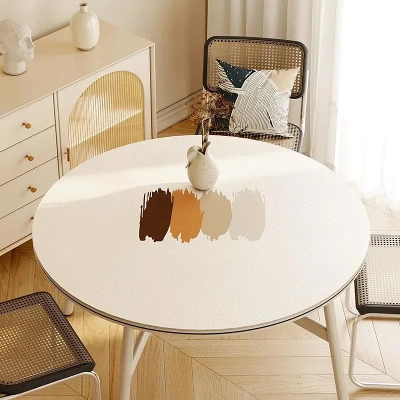 Round Waterproof Tablecloth Pvc Oil-proof Anti-scalding Dining Table Mat Japanese Minimalist Style Home Decoration Tablecloths Diameter 140cm