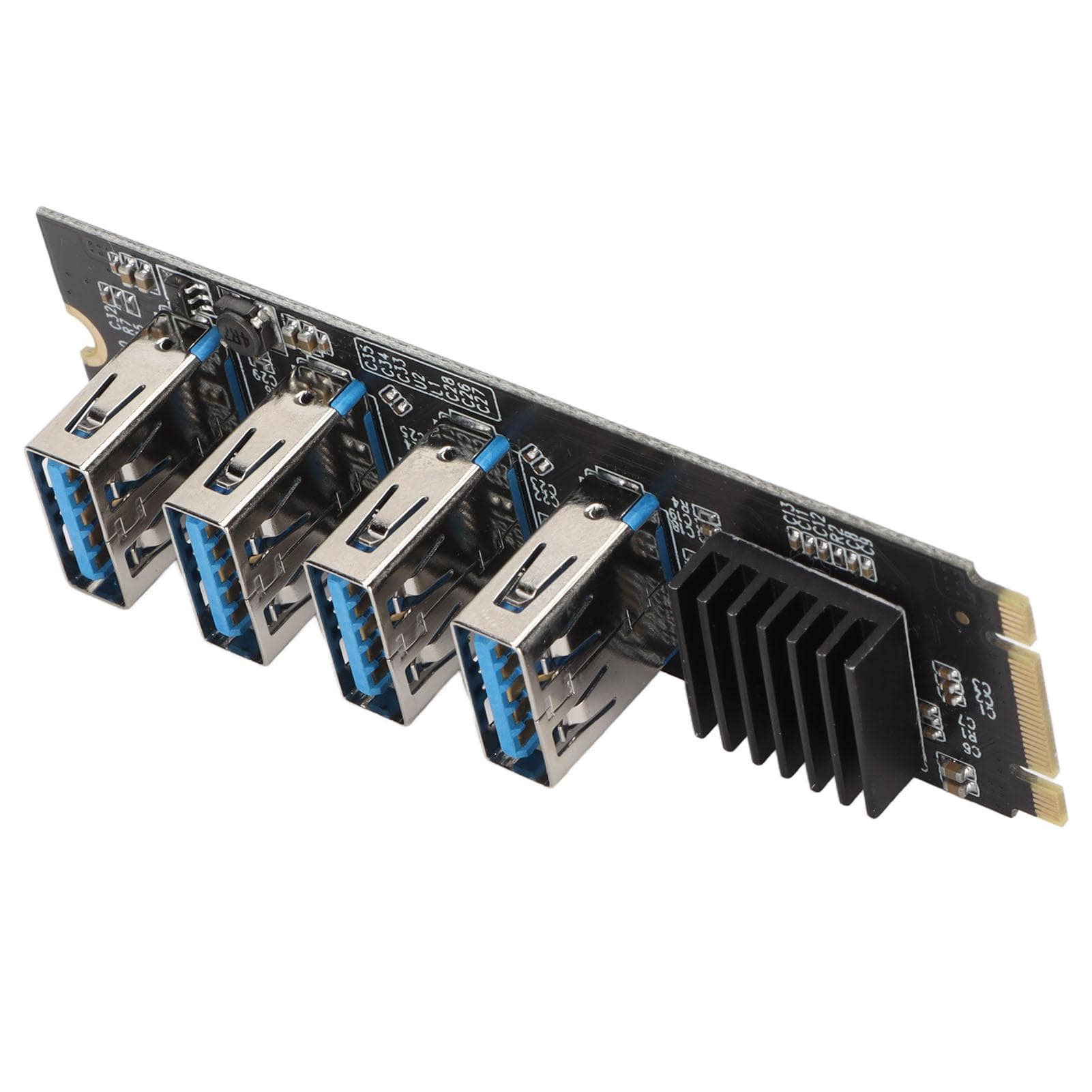 M.2 NVME to PCIE 1X Riser Card M.2 NVME to 4 Ports PCIE 1X USB 3.0 Heat Dissipation 4 PCIE Graphics