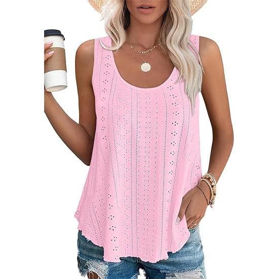 Summer Women's T-shirt New Round Neck Loose Sleeveless T-shirt Tops S pink