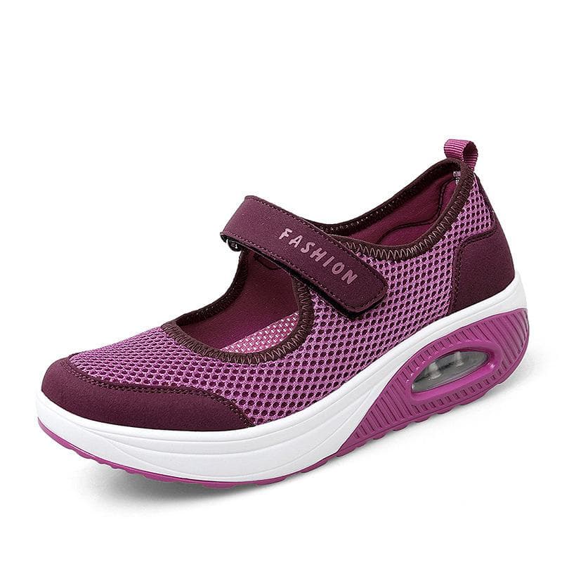 Women's Casual Mesh Sneakers, Breathable & Comfort Platform Soft Sole Shoes, Daily Walking Wedge Footwear 42 light purple