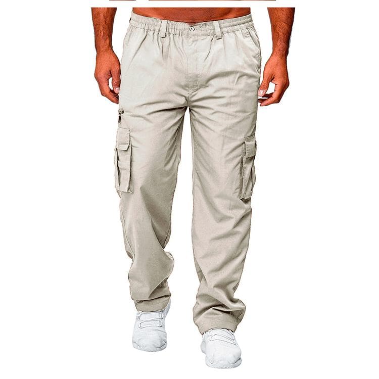 Men's Cargo Pants Casual Multi Pockets Military Tactical Pants Male Outwear Loose Straight Slacks Long Trousers Plus Size Pants M light grey