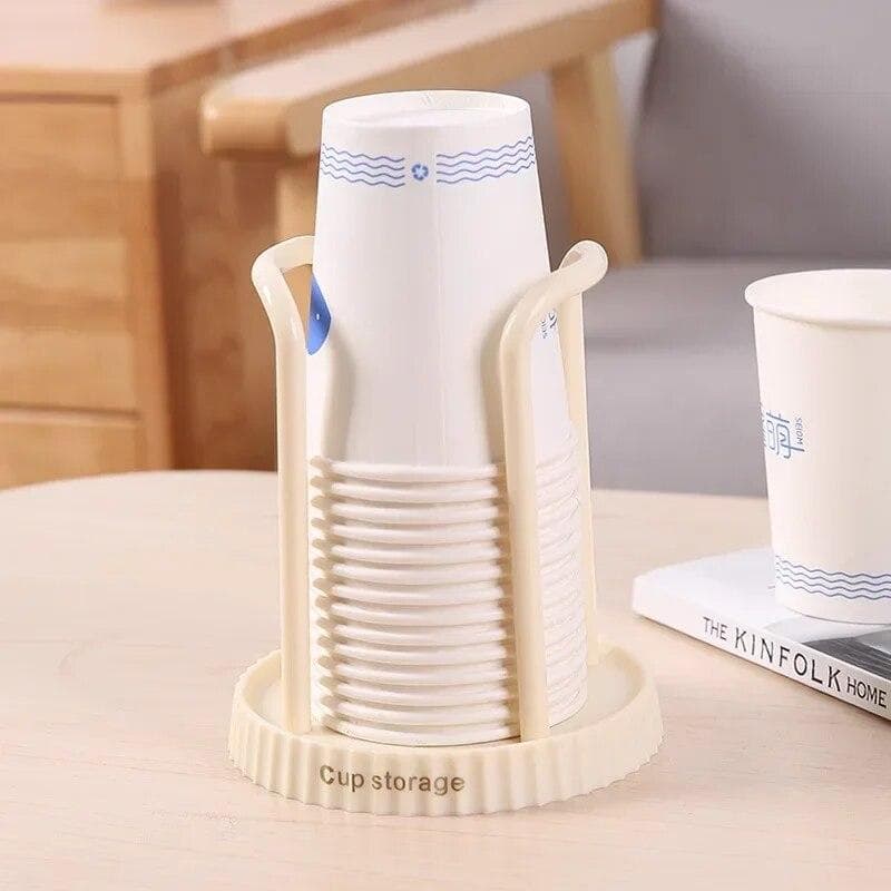 Disposable Cup Storage Holder Rack Shelf Water Tea Cups Dispenser Mug Display Stand Organizer Supplies Home Organization white