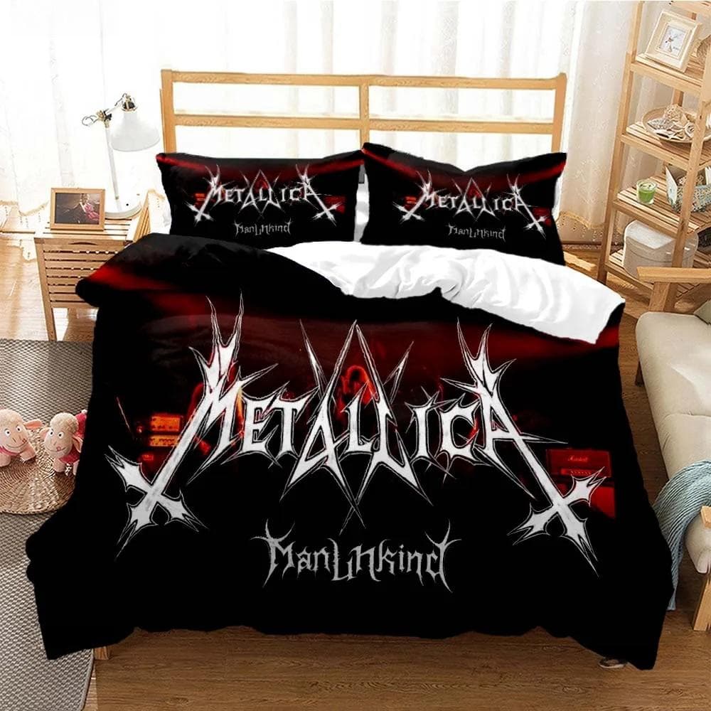Metal Music Band M-Metallica Bedding Set Single Twin Full Queen King Size Bed Set Adult Kid Bedroom Duvet cover Set Home Textile EU Twin 135x200cm