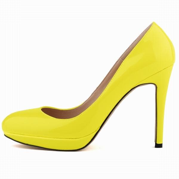 Women Stilettos Platfrom Pumps Sexy 11cm Round Toe High Heels Shallow Elegant Lady Office Party Wedding Shoes 43 yellow