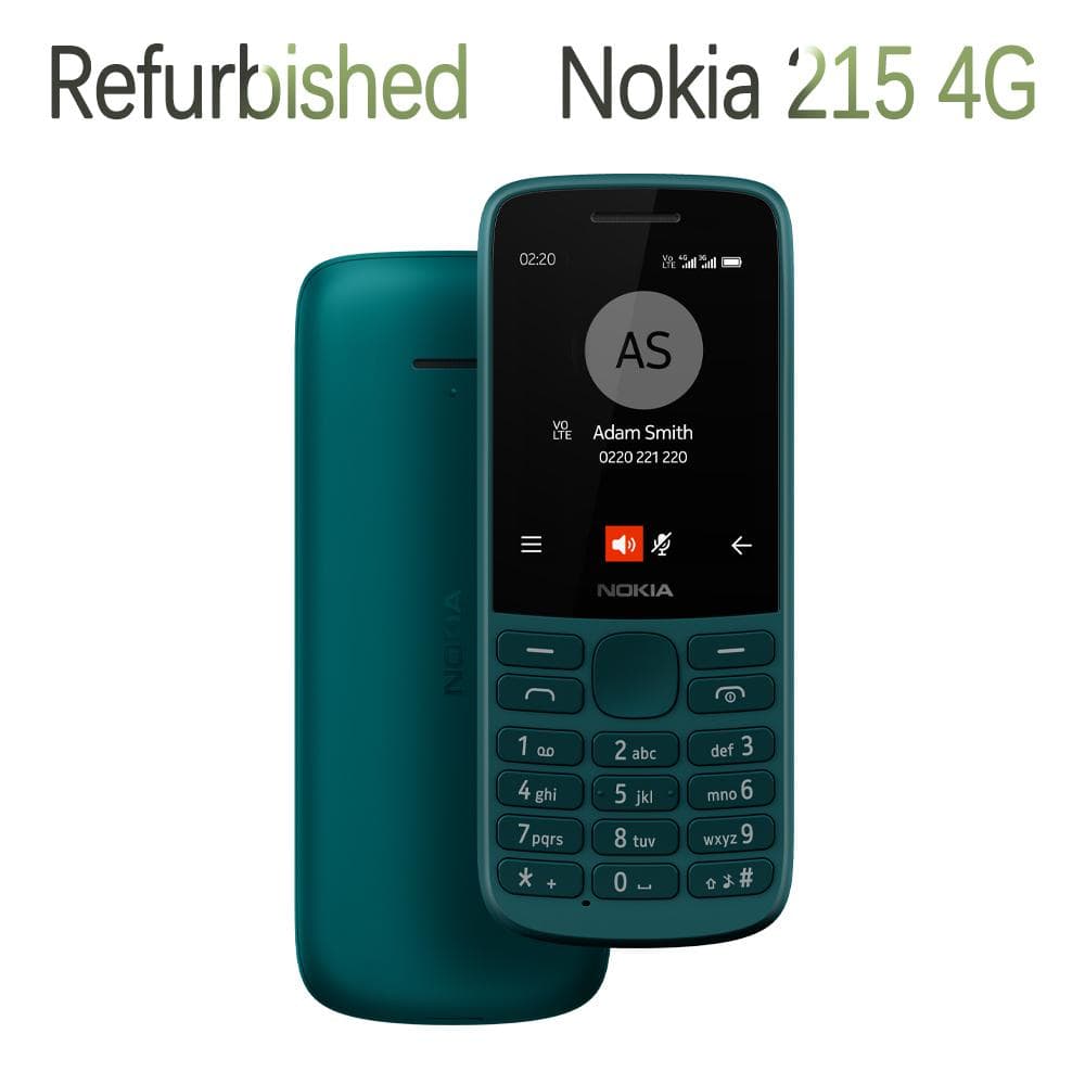 Refurbished Nokia Original Nokia 215 4G (2020) LTE 4G Mobile Phone With Single 1/2 SIM 1 Battery 1 Charger green
