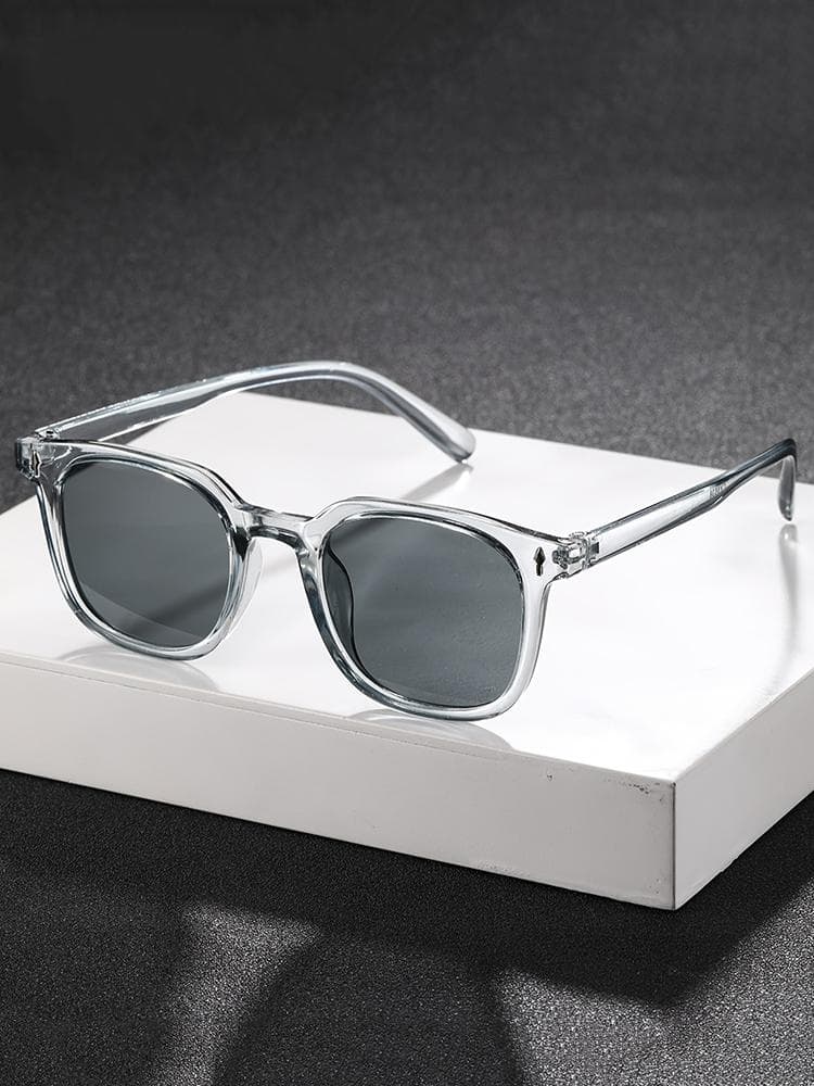 1PC Square Transparent Grey Plastic Frame Sunglasses Cool Street Style Outdoor Daily Life Shades Accessories