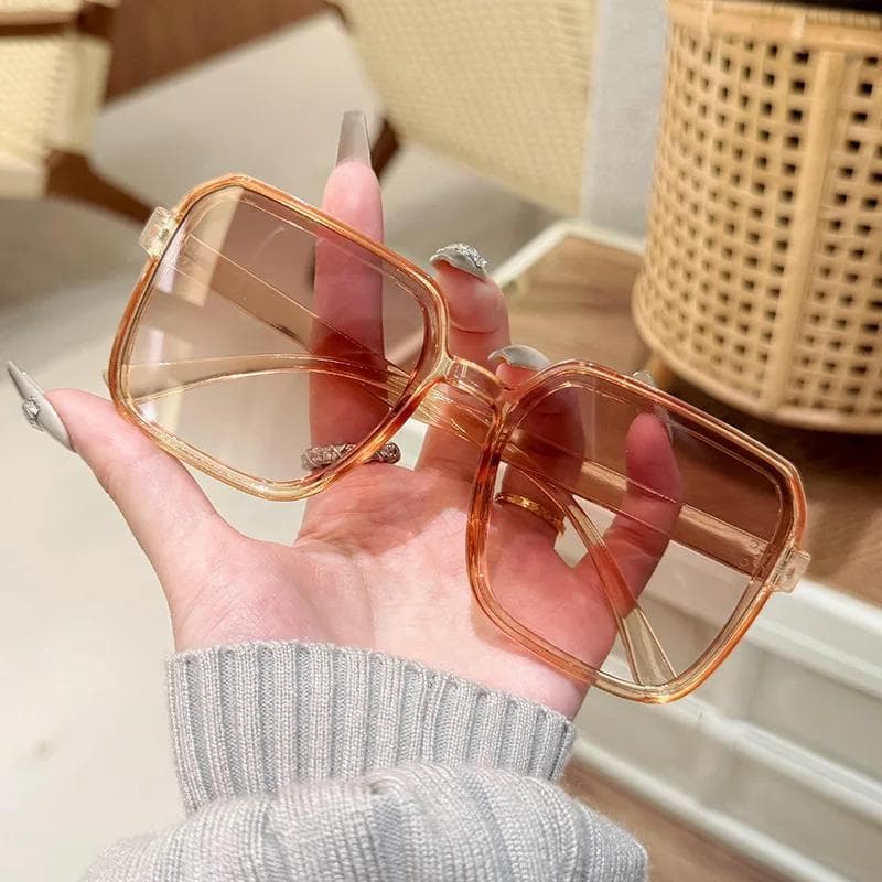 1Pc Oversized Square Frame Glasses Fashionable Trendy Eyewear for Driving Vacation Travel