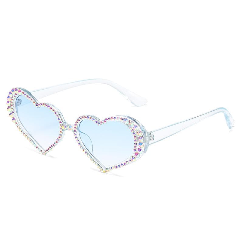 New Fashion Rhinestone Sunglasses Women Heart Shaped Frame Punk UV400 Protection Stylish Design pictures show