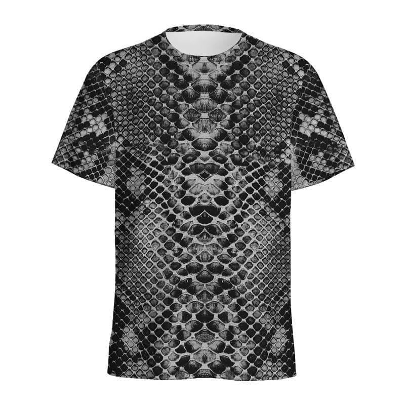 Fashion Snake Skin Pattern 3D Printed Mens T-shirt Animal Skins Graphic Round Neck Tee Shirt Street Short Sleeves T Shirts Tops 3XL