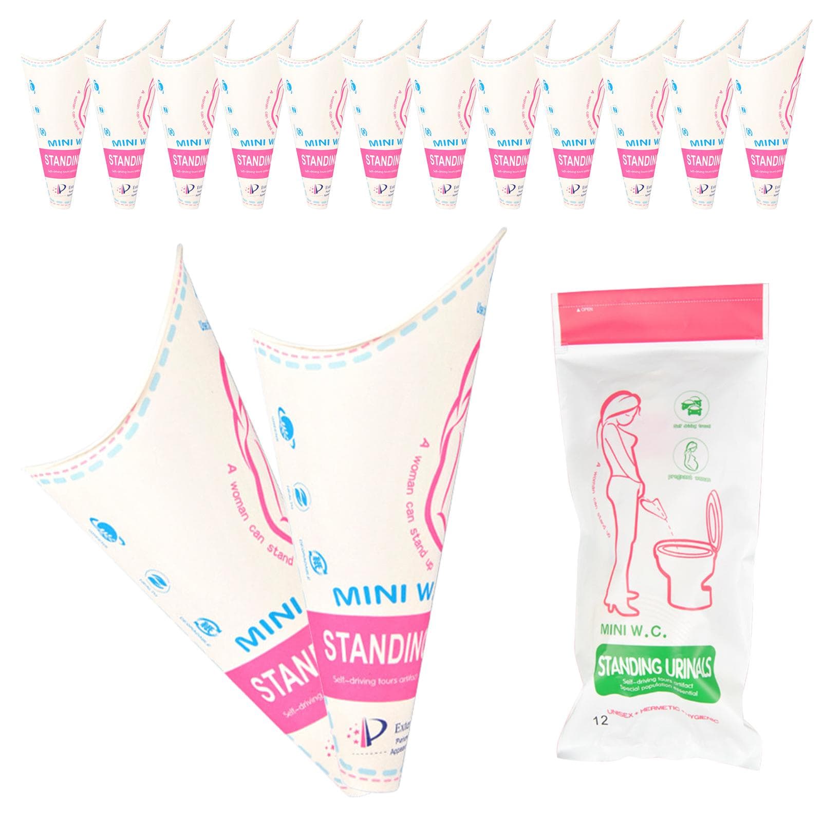 Portable Girl Urinal Funnel Women Outside Pee Cup Disposable Female Urination Device 12pcs