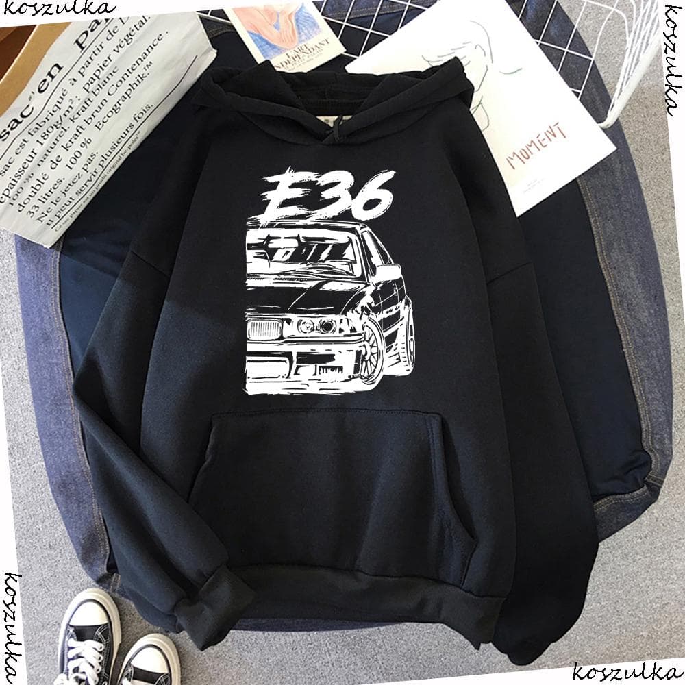 Women's Long Sleeves E36 Sweatshirt Car Hoodies Hoodie Sweat M black
