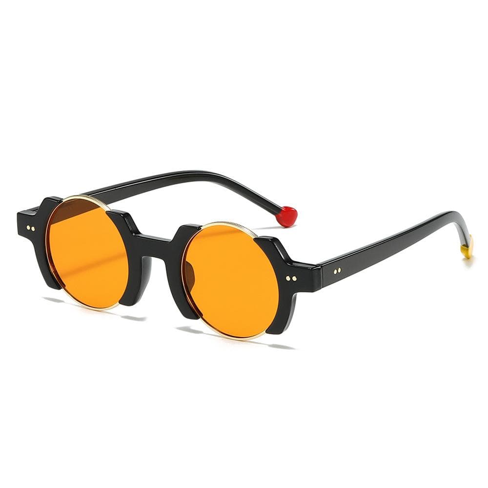 1PC Round Hip-Hop Trend Celebrity Exaggerated Sunglasses Color-Block Stylish UV Protection