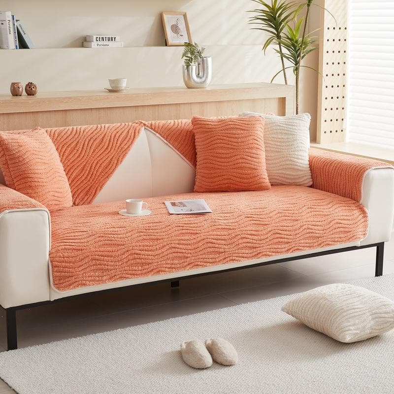 Winter Lamb Velvet Sofa Towel Modern Solid Color Plush Soft Smooth Sofa Covers for Living Room L-shape Anti-slip Couch Cover 70x70cm 1pcs