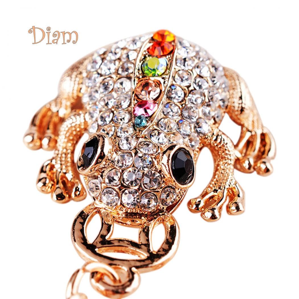 Diam Cute Glitter Crystal Stone Frog Animal Keyring Car Handbag Accessory Keychain Gift Accessories multicolour