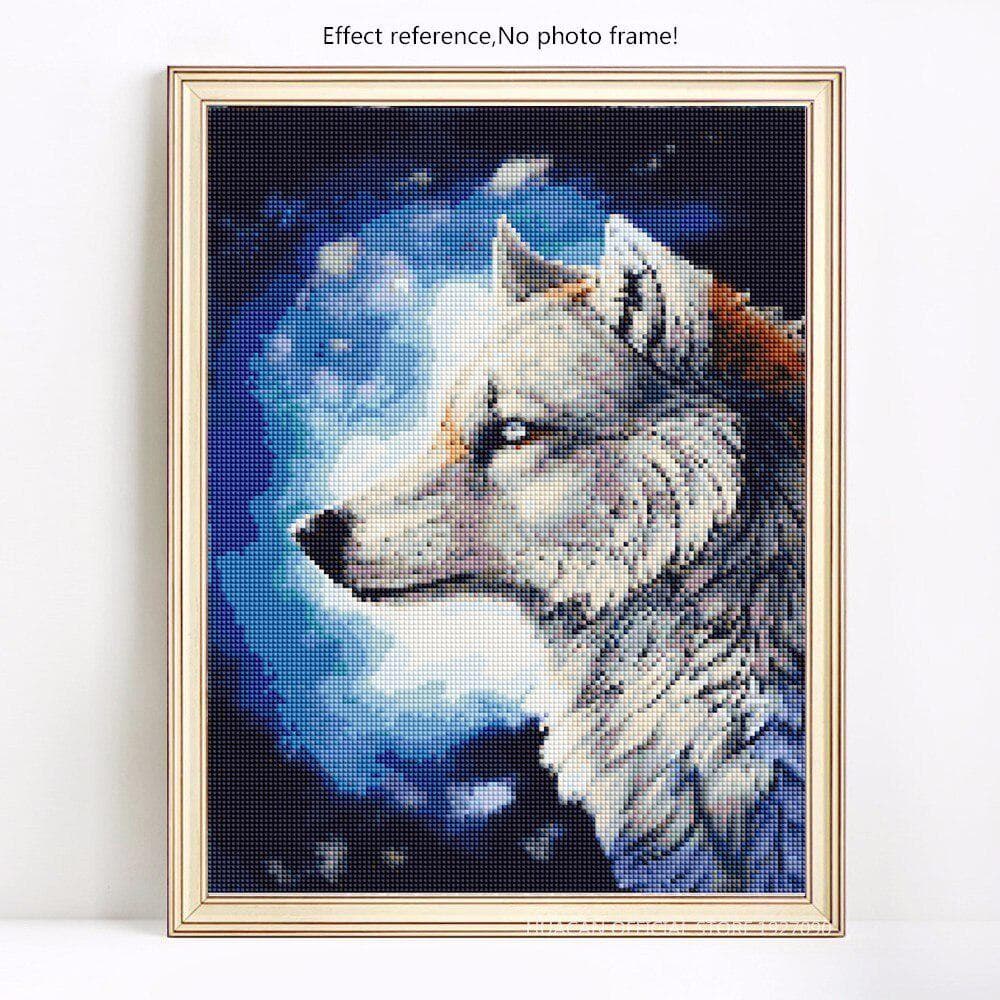 Diamond Painting Round Stones Animals Mosaic Diamond Wolf Pictures with Rhinestones 20X30