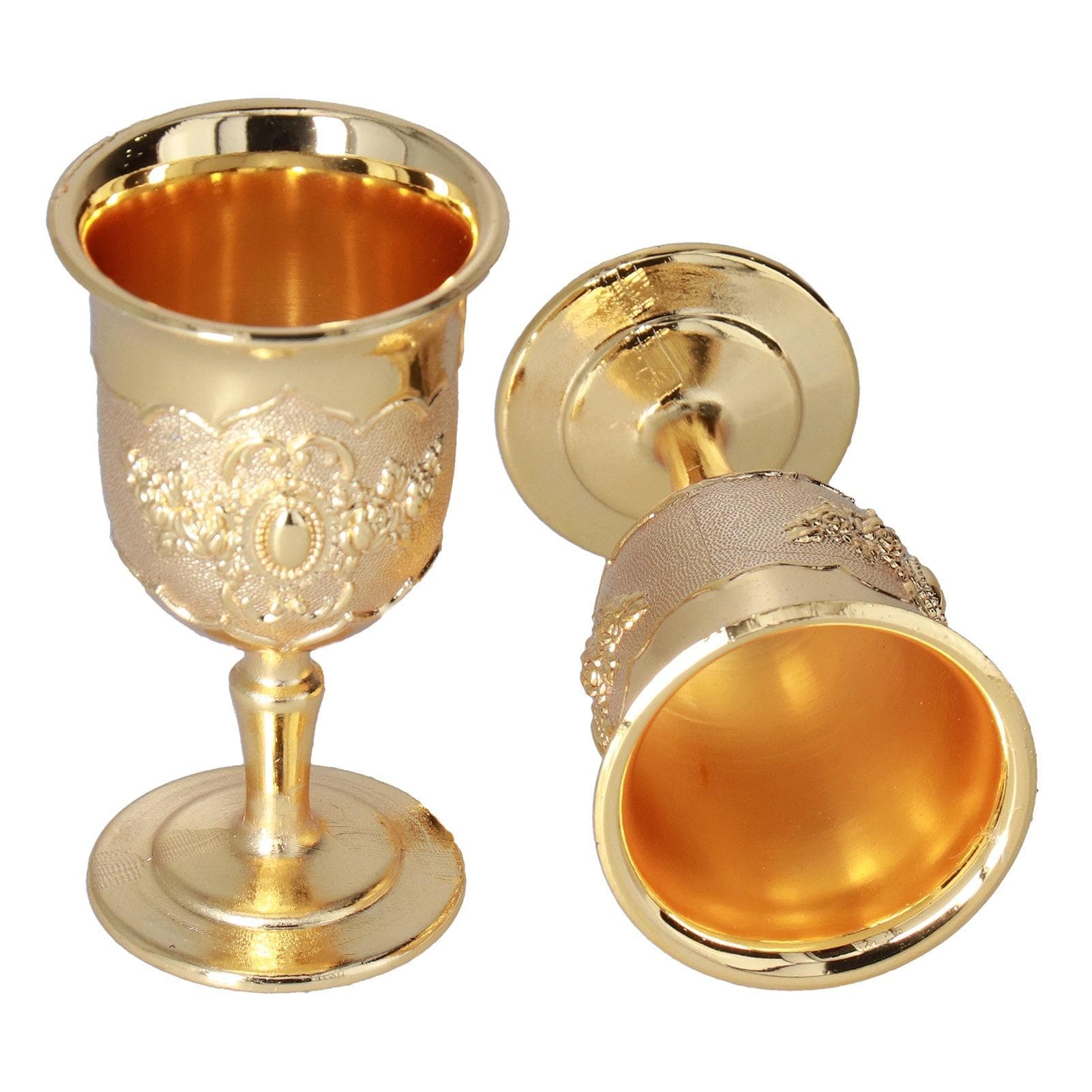 2Pcs Goblet European High Grade Golden Retro Ornaments for Traveling Decoration Collection