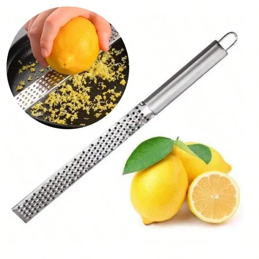 1pc Portable Stainless Steel Citrus Zester & Lemon Grater With Long Handle - Perfect For Chocolate, Cheese & Fruit Peeling Grater-1pcs silver