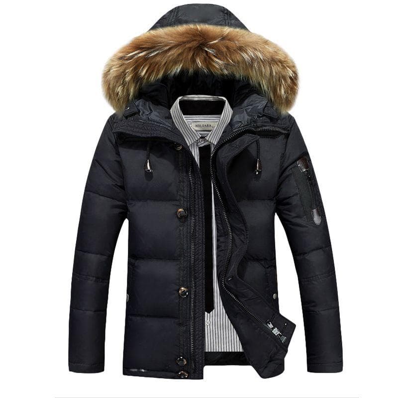 Men's Down Jacket with Thick Hooded and Large Fur Collar Men's Down Jacket for Winter XXXXL