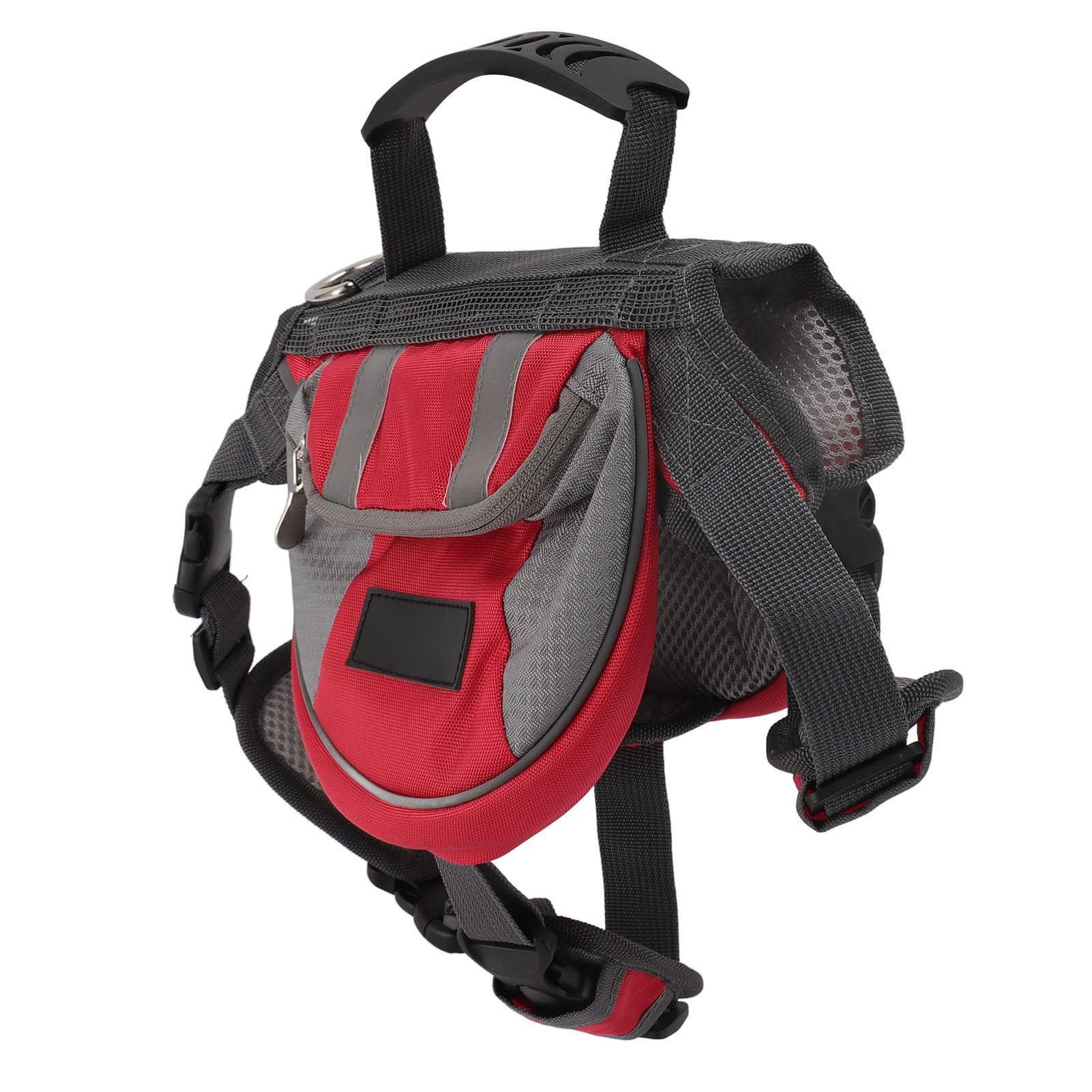 Dog Backpack Saddle Bag with Reflective Stripe Large Capacity Multifunction Dog Harness Saddlebag red