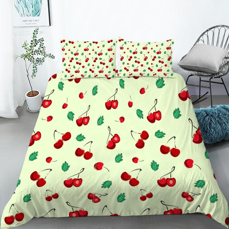 Fruit Bedding Set Full Queen Size For Kids Adults Lemon Watermelon Print Duvet Cover Set Quilt Cover Pillowcases Bedroom Decor 140x200cm 3pcs