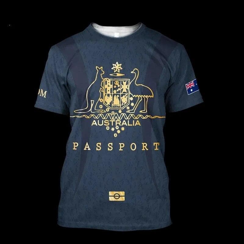 Men T-shirt Australia Flag Graphic 3D Print O-Neck Tops 2023 Summer Fashion Short Sleeves Tee Oversized Mens Clothing Pullover XS