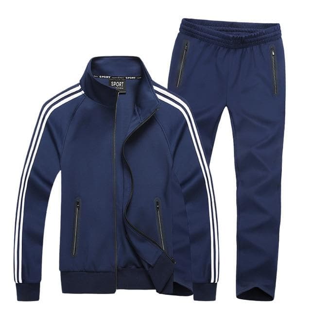 Autumn Sportswear Tracksuits Men Sets Large Size Men 'S Clothing Jacket +Pants 2 Pieces Sports Set Plus Size 8xl 7xl Tracksuit Man XL navy blue