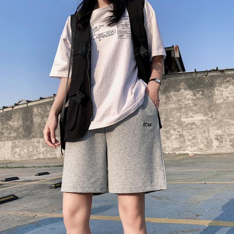 Solid Color Five-point Sports Shorts for Women In Summer New Thin Loose Casual Straight Hong Kong Flavor 2XL grey