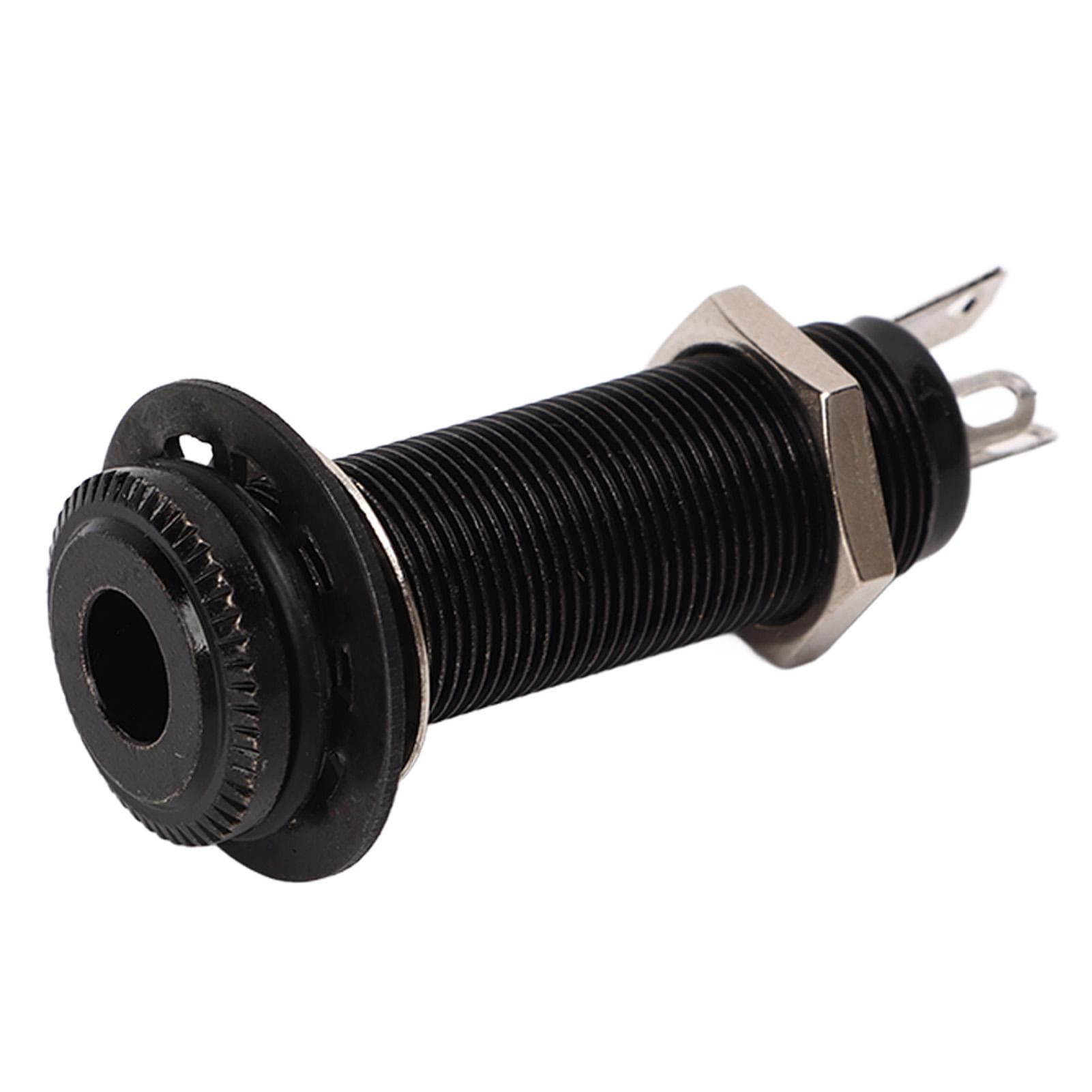 Guitar Threaded Jack Replacement Brass Straight Output Endpin for Electric Guitar Bass Gun Black black