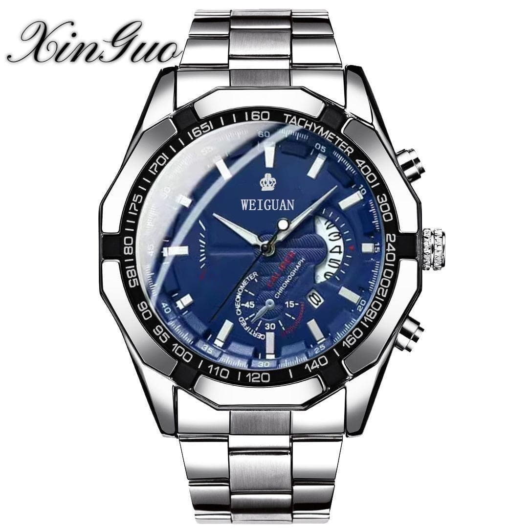 Automatic Movement Watch Men's Calendar Waterproof Luminous Non-mechanical Watch Large Dial blue