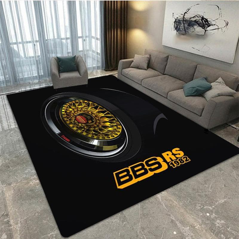 BBS racing 3D printed carpet, living room and bedroom decorative carpet, kitchen and bathroom anti-skid floor mat, door mat-Rug 80cm by 120cm