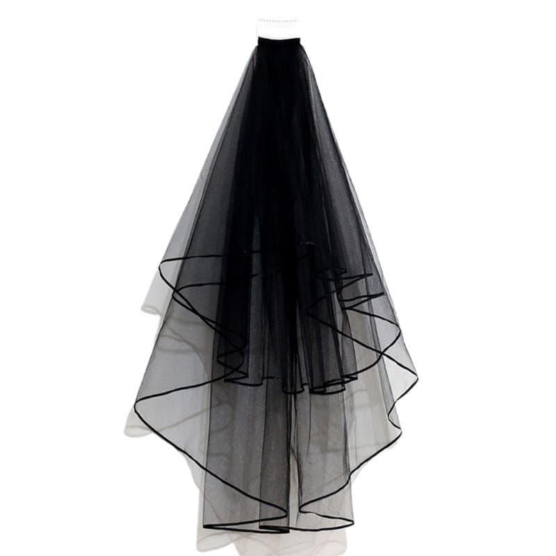 Halloween Black Veil Bridal Lace Tulle Veil Theme Party Performance Headdress Carnival Cosplay Hair Accessories black