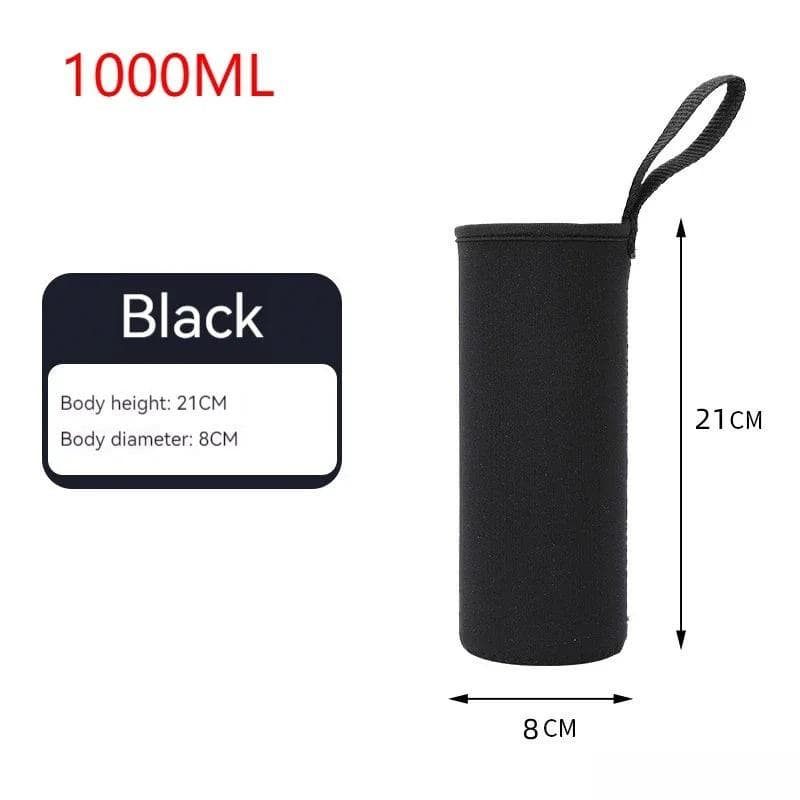 750/1000/1500ml Sport Water Bottle Pouch Black Insulated Bag Mug Bottle Case Sport Cup Cover Bag 1 Piece Portable Cup Bag 1000ml black