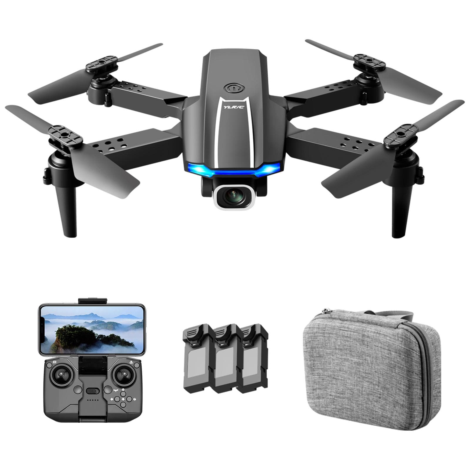 YLR/C S65 RC Drone with Camera 4K Dual Camera RC Quadcopter with Function Trajectory Flight Gesture black-4K dual camera-3 battery