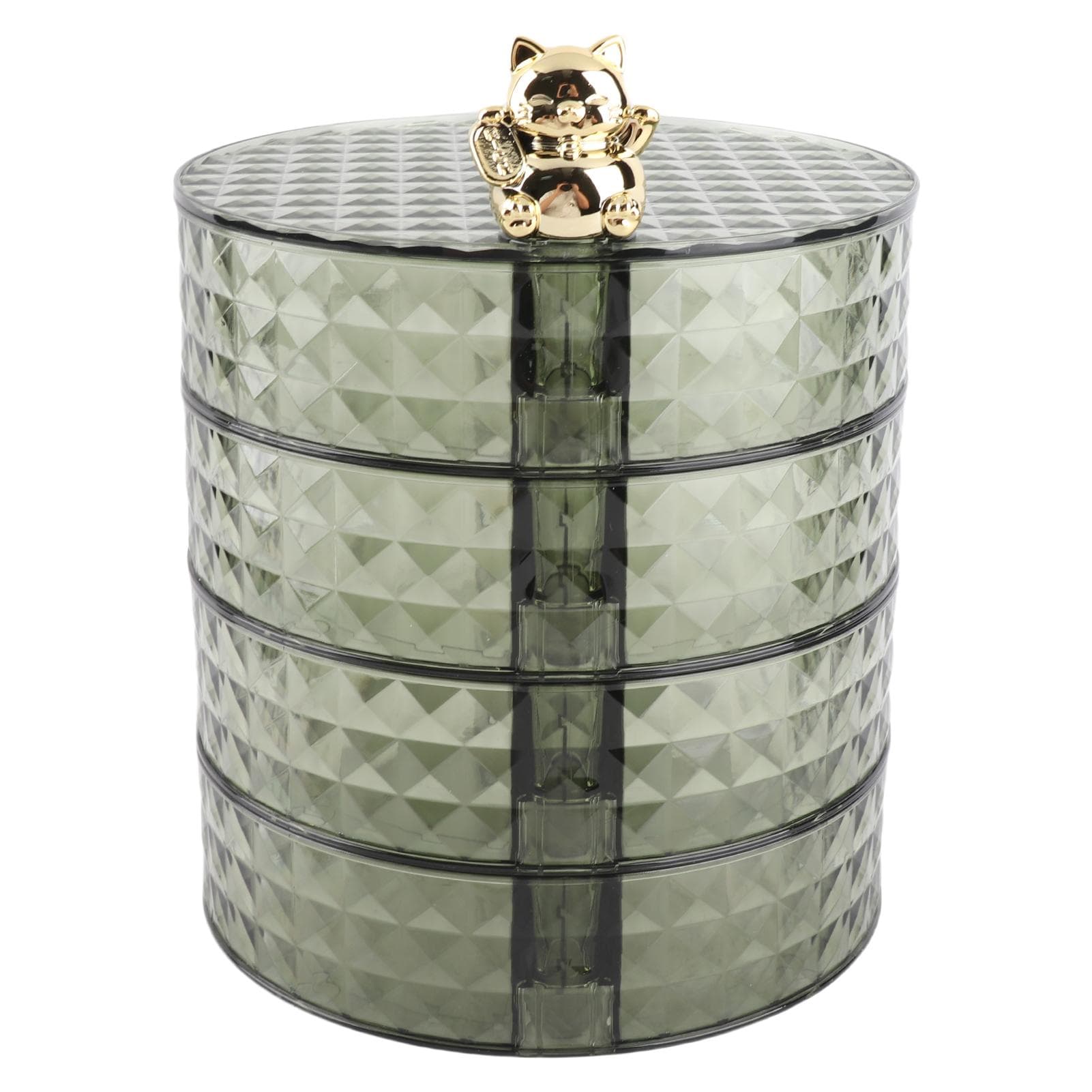 Desktop Jewelry Storage Box Dust Proof 4 Layer Rotating Jewelry Organizer for Home Dormitory C Style