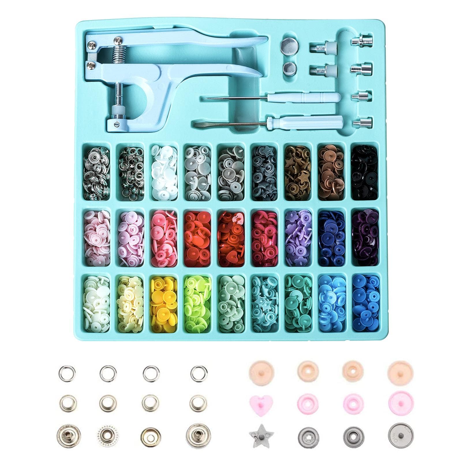 Plastic and Metal Snap Buttons with Snaps Pliers Set,300 Sets Plastic and Metal Snap Buttons for blue