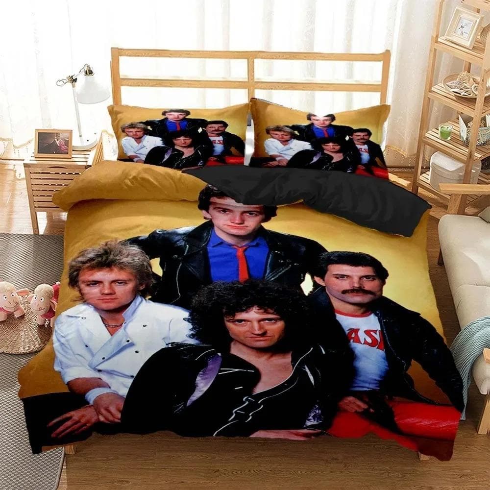 Königin Rockband Digital printed bedding for Boys Queen bedding set Soft and comfortable Customized King size bedding set EU Double 200x200cm