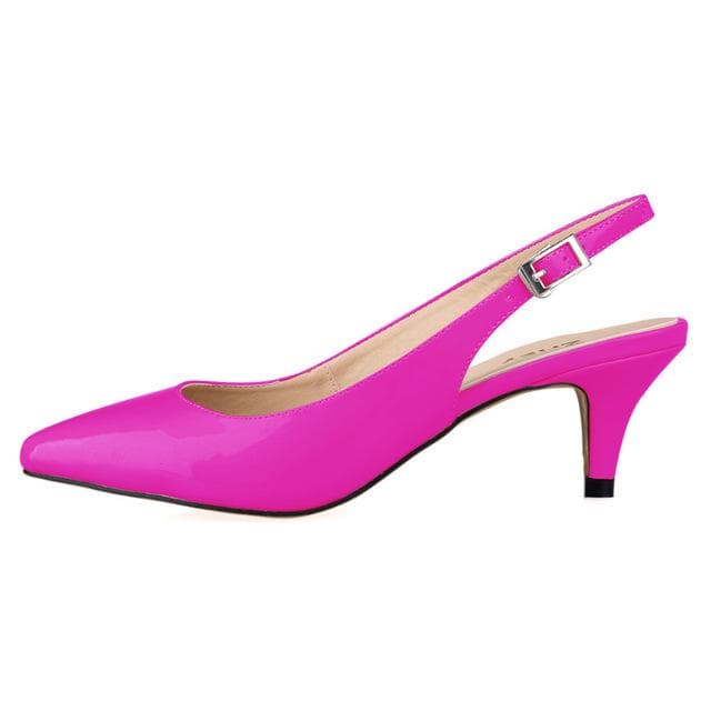 Women Pumps Patent Leather Low High Heels Sexy Buckle Sandals Work Party Wedding Stilettos Shoes shoe 10 purple