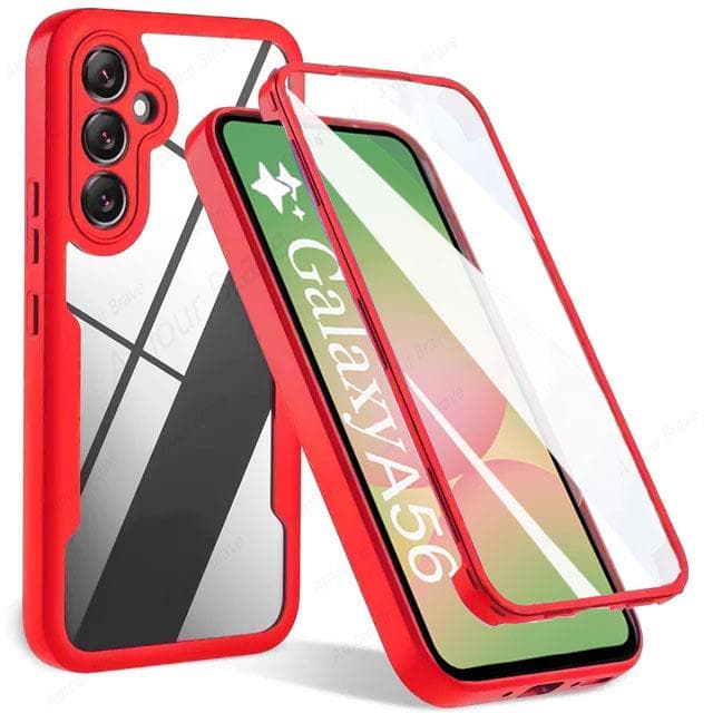 360 Full Cover Scree Protection Case For Samsung A56 A36 A26 A16 A54 A35 A15 A14 A34 A53 A52 A32 A33 A25 A55 5G Shockproof Cases Samsung A22 5G/A22S red