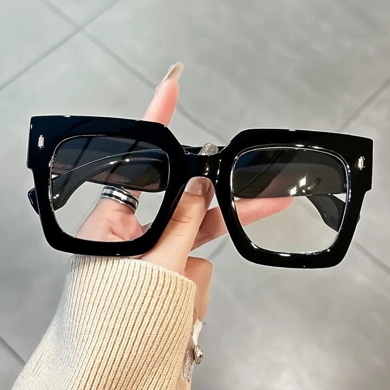 Vintage Black Thick Frame Glasses Unisex Oversized Transparent Lenses Daily Wear Fashion Eyewear Gafas for Women Men