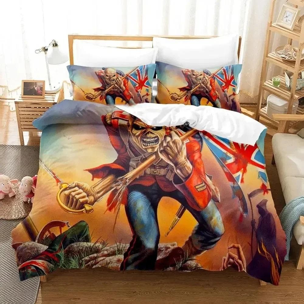 Iron Heavy Metal Maidens Bedding Set Duvet Cover Bed Set Quilt Cover Pillowcase Comforter king Queen Size Boys Adult Bedding Set 140x210cm 2pcs