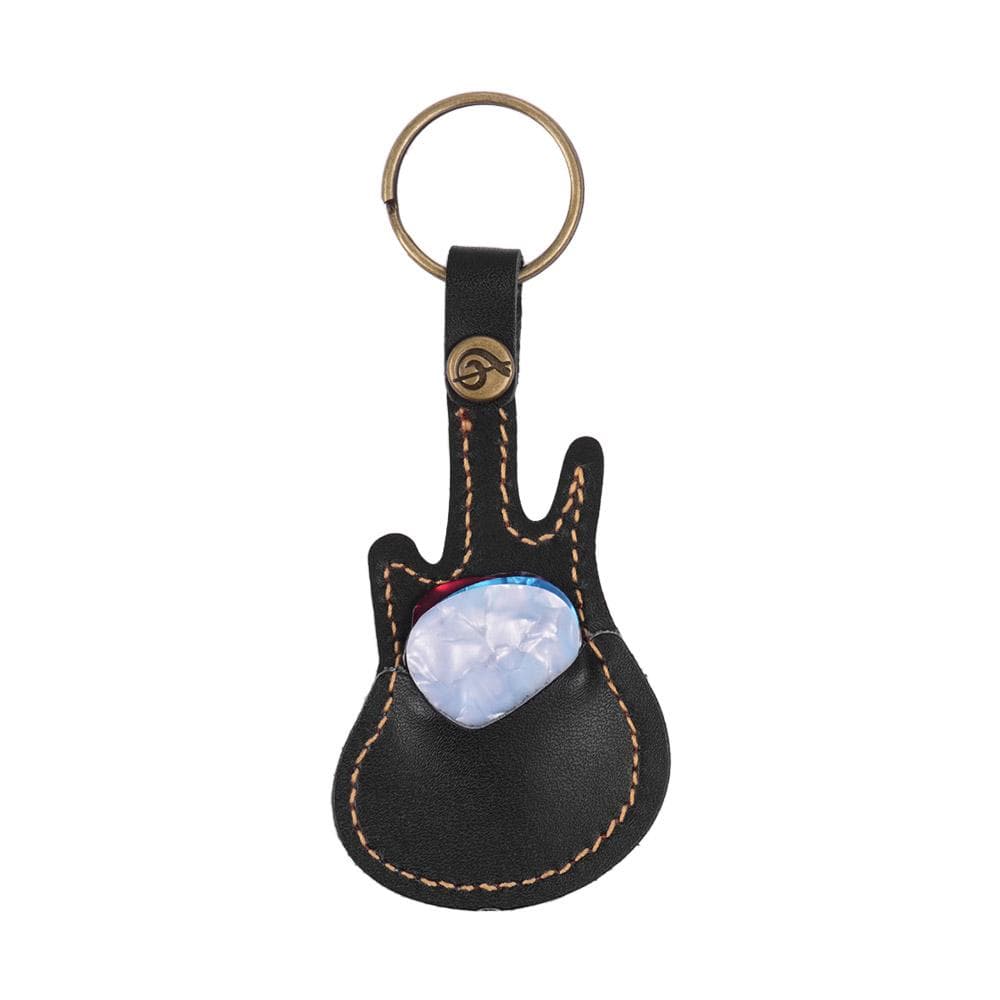 Leather Guitar Picks Holder Case Bag Guitar Shape with Key Ring 5pcs Celluloid Guitar Picks String Instrument Accessories