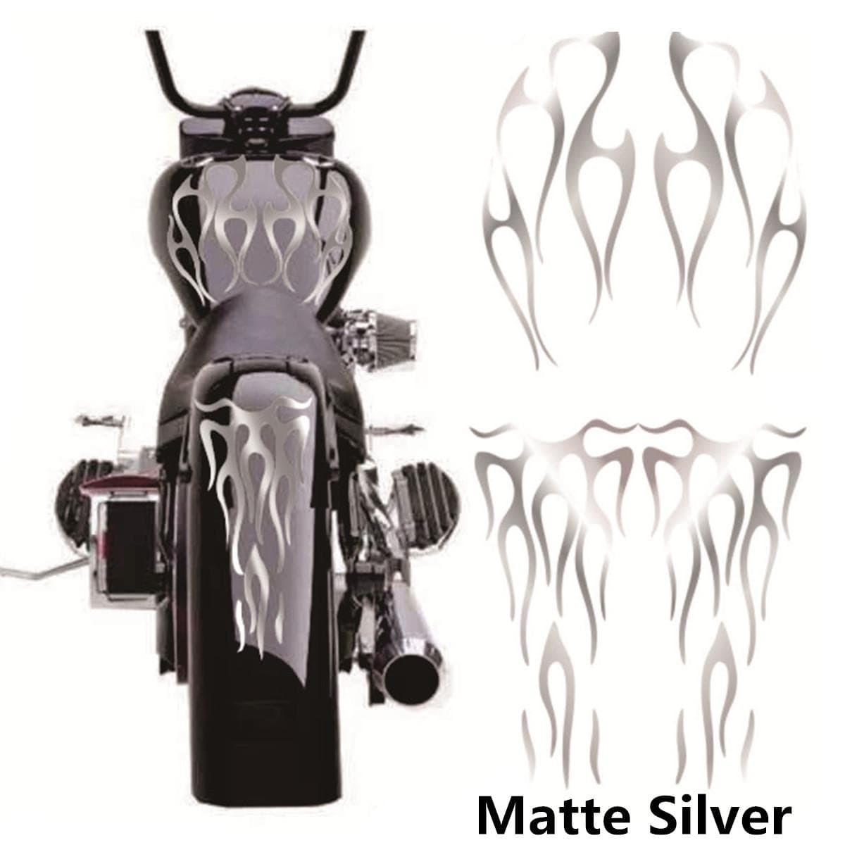 Silver Motorcycle Fuel Tank & Fender Waterproof Vinyl Decals Decor Sticker