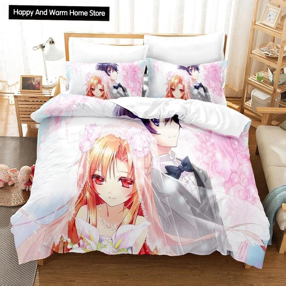 Anime Sword Art Online Bedding Sets Home Textile Pillow Case 3D Bed Linen Duvet Covers Boys Gift Bed Set Home Textiles Bedding EU single(135x200cm)