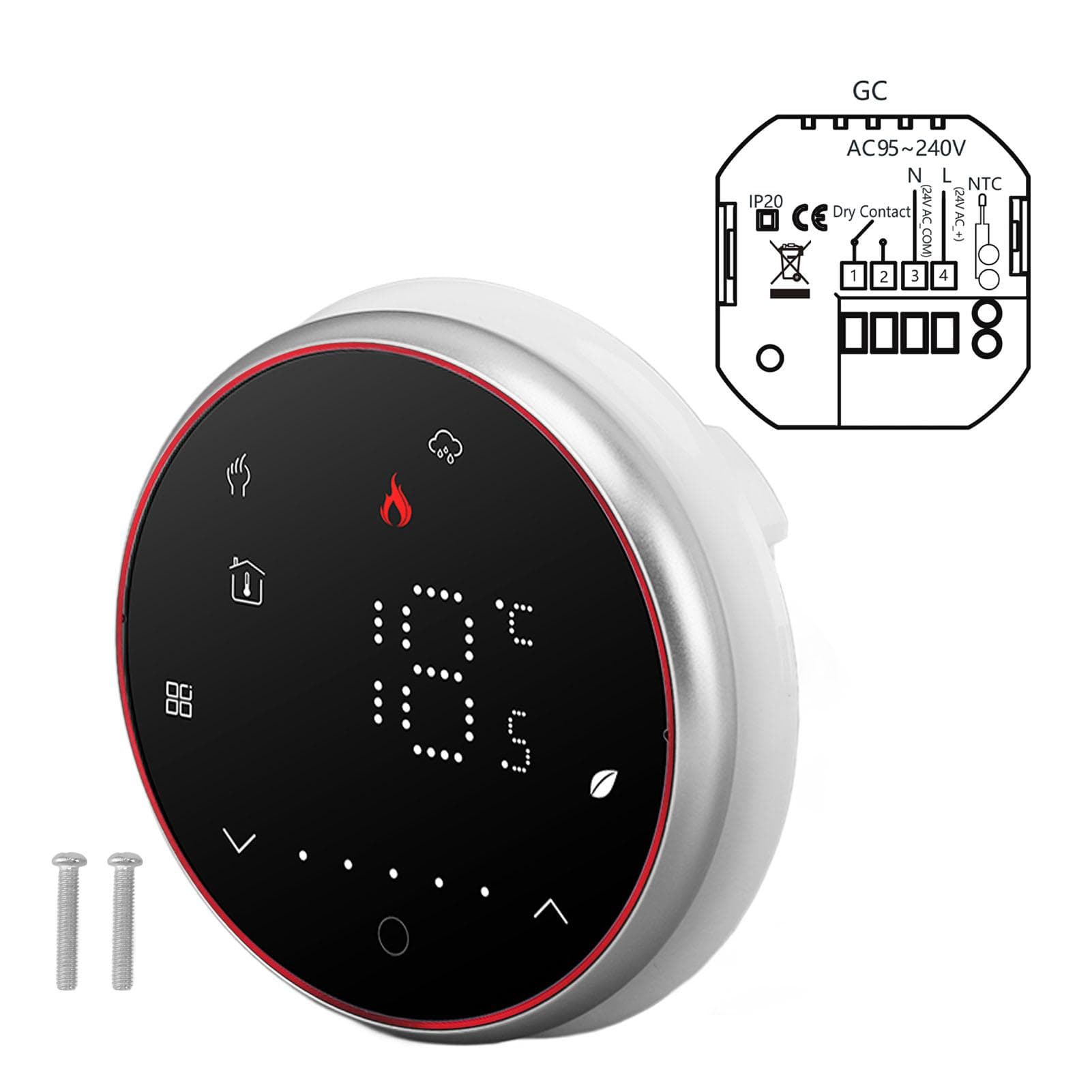 Wireless Smart Thermostat Programmable Smart Home Thermostat for Boiler Heating AC95?240V Round black