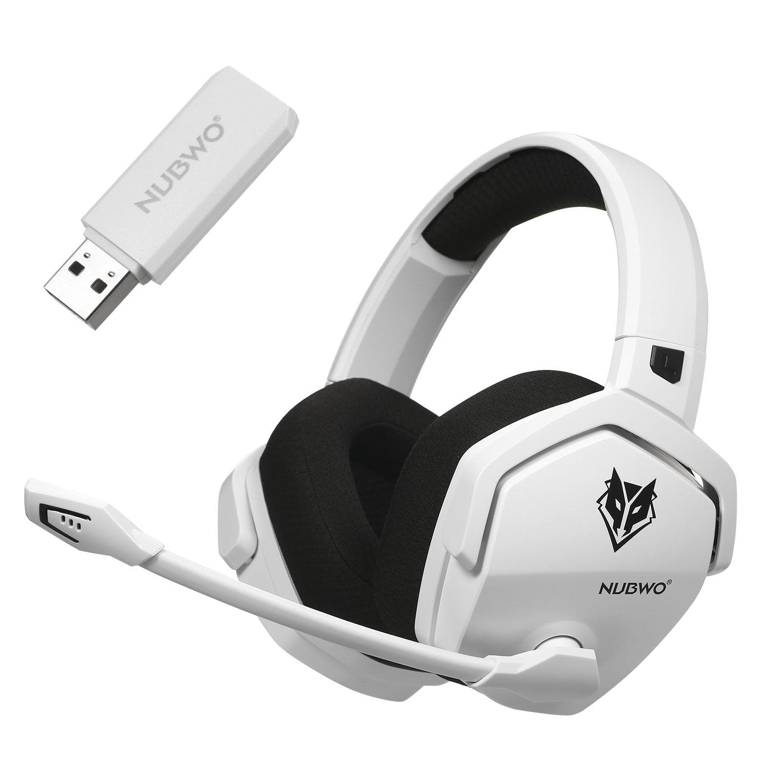 NUBWO G06 Wireless Gaming Headset for PS5 PS4 PC Laptop Noise Cancelling Over Ear Headphones with white