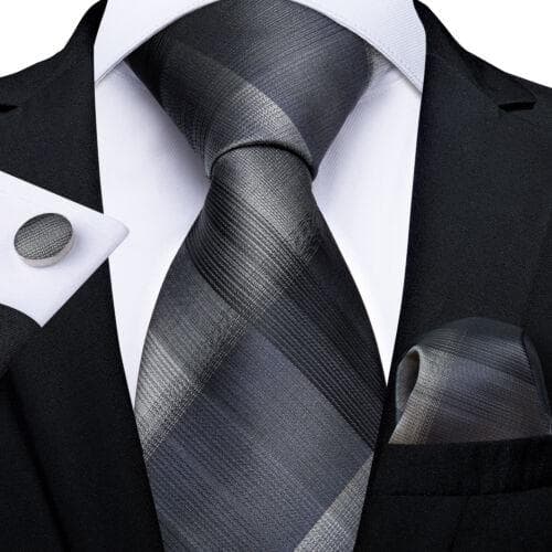 DiBanGu Mens Silk Necktie Set Striped Paisley Solid Tie Pocket Square Cufflinks N-7232