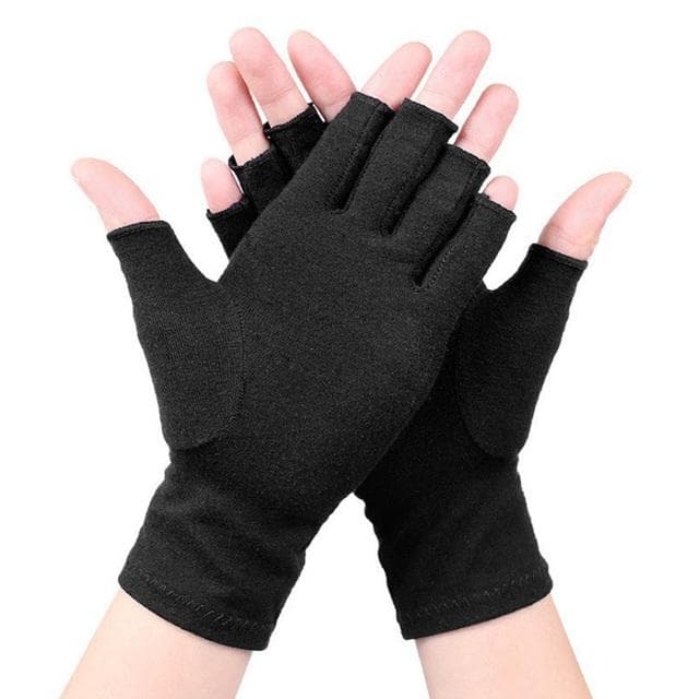 1 Pair Compression Gloves Wrist Support Joint Pain Relief Hand Brace Women Men Therapy Wristband Compression Gloves M (17-20CM) black