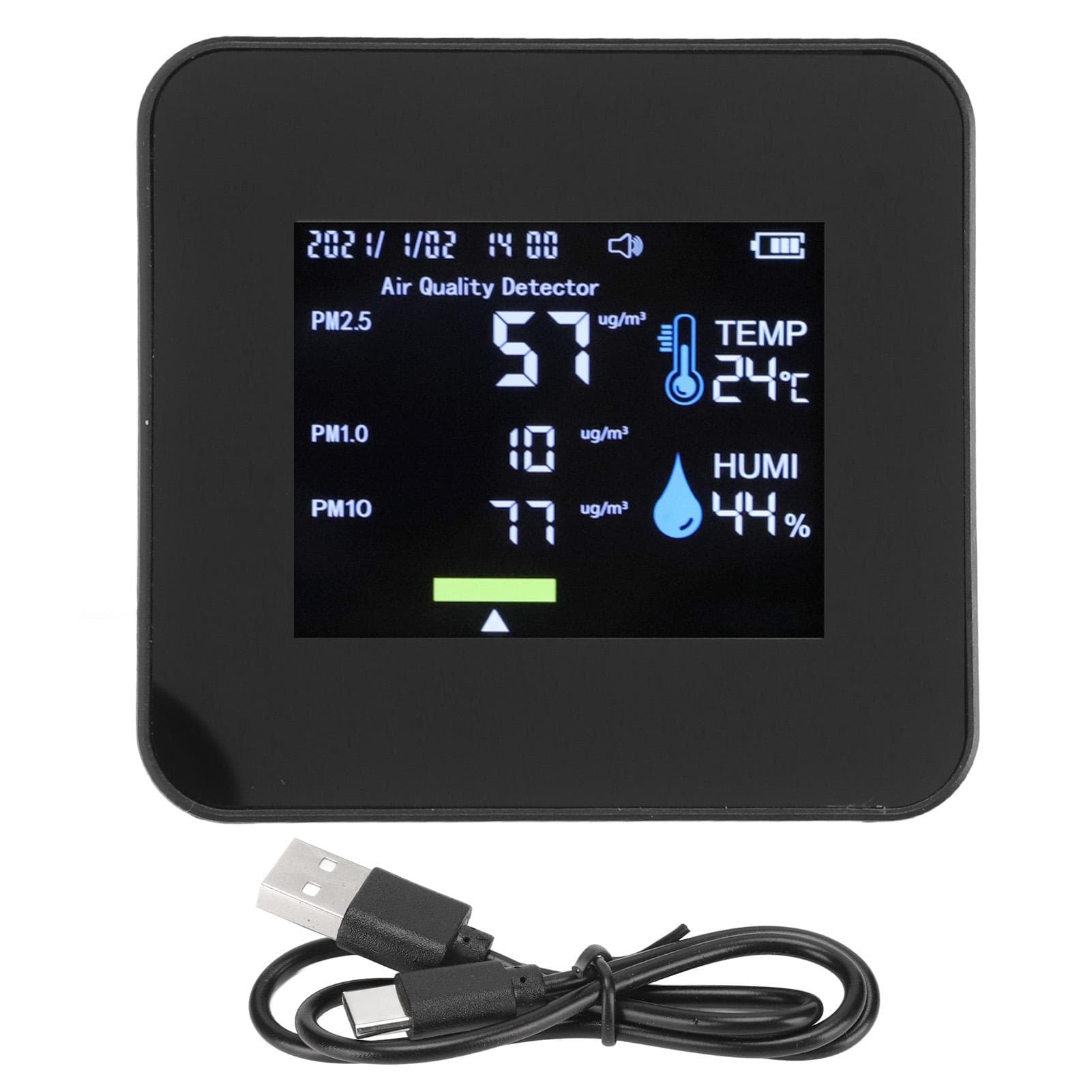CO2 Meter 9 in 1 USB Rechargeable Portable Real Time Monitoring 5V 1A Pm2.5 Detector for Pm1.0