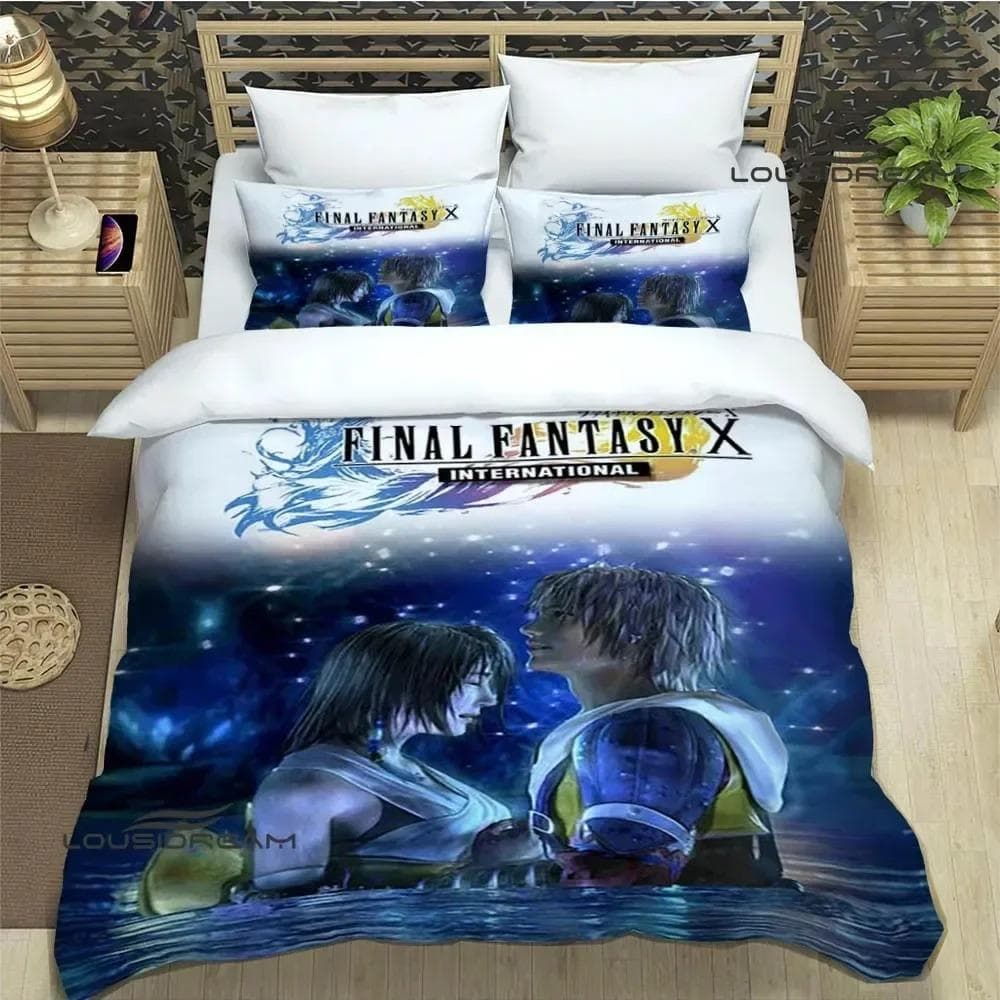 Game FINAL FANTASY Print Bedding Sets exquisite bed supplies set duvet cover bed comforter set bedding set luxury birthday gift EU Single 135x200cm